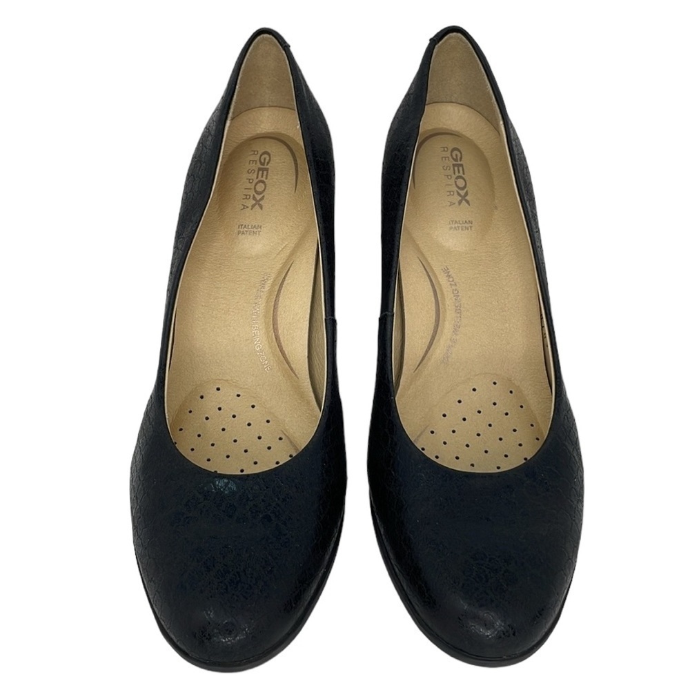 GEOX Respira Shoes Womens 6.5 Brown Heels Pumps Block Heel Slip On Rounded Toe